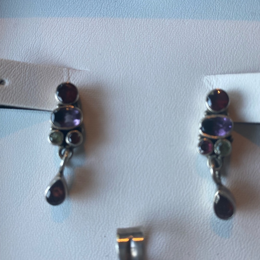 Multi Gemstone Earring Pendant Set - image 3